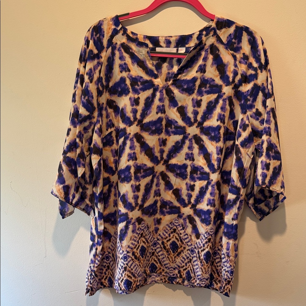 Kim Gravel Belle Stylish Purple and Beige Women's Top